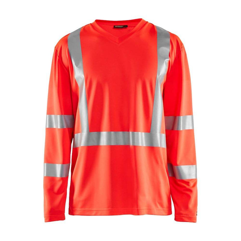 Blaklader 3383 Hi-Vis UV Long Sleeved V-Neck T-Shirt - Business & Industrial > Work Safety Protective Gear HI-VIS T-SHIRTS