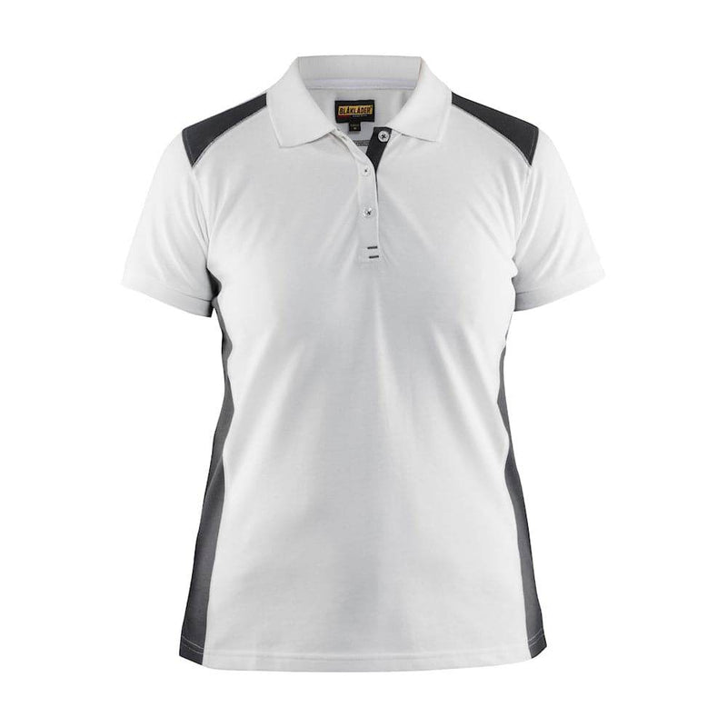 Blaklader 3390 Women's Polo Shirt White/Dark Grey - WOMENS T-SHIRTS