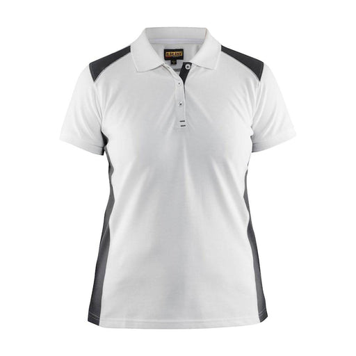 Blaklader 3390 Women's Polo Shirt White/Dark Grey - WOMENS T-SHIRTS