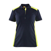 Blaklader 3390 Women's Polo Shirt Dark Navy Blue / Hi-Vis Yellow - WOMENS T-SHIRTS