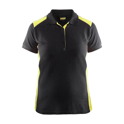Blaklader 3390 Women's Polo Shirt Black / Hi-Vis Yellow - WOMENS T-SHIRTS