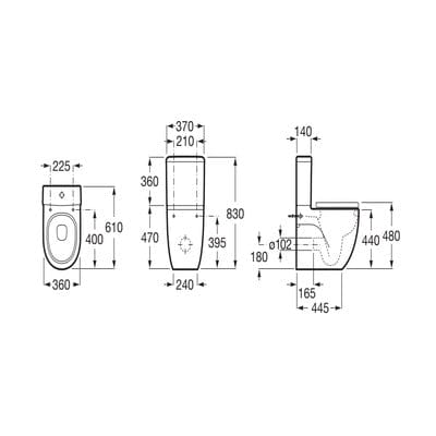 Meridian-N Close Coupled Toilet Pan - Bathrooms