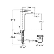 Thesis Chrome Extended Basin Mixer With Pop-Up Waste - Bathrooms