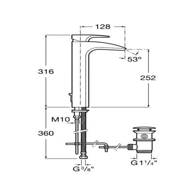Thesis Chrome Extended Basin Mixer With Pop-Up Waste - Bathrooms