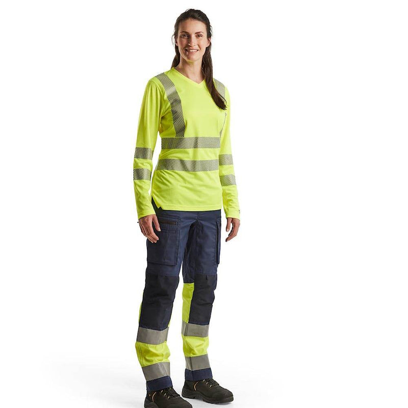 Blaklader 3485 Women's Hi-Vis T-Shirt Long Sleeve - WOMENS HI-VIS CLOTHING