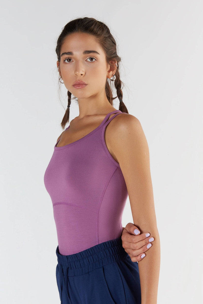 Modal Womens Spaghetti Strap Work Top Black Navy Purple Sizes XS to XL - Sustainable Workwear Range