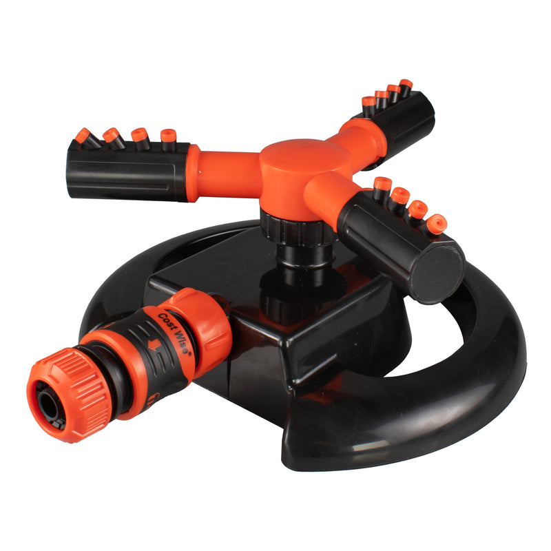 Cost Wise 3-Arm Adjustable Rotating Lawn Sprinkler Black Orange - Home & Garden > Lawn & Garden > Watering & Irrigation > Sprinklers & Sprinkler Heads > Sprinklers Garden watering