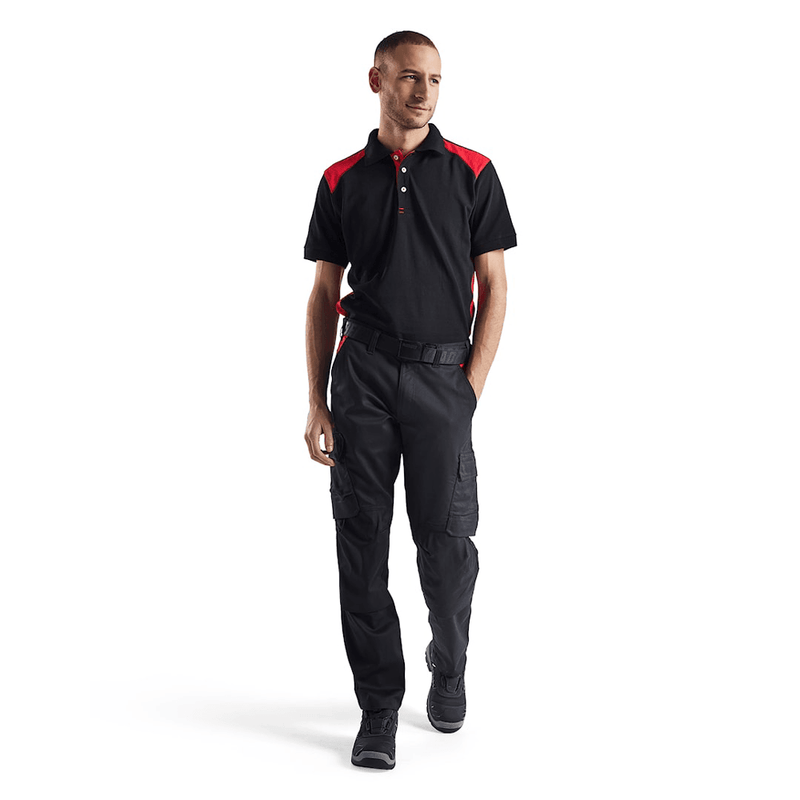 Blaklader 1448 Industry Stretch Kneepad Trousers Black/Red - KNEE PAD TROUSERS