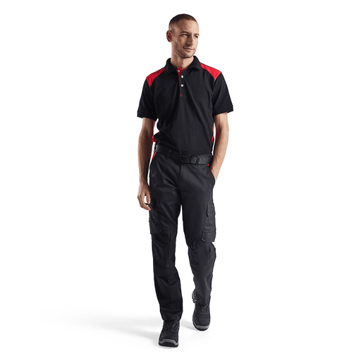 Blaklader 1448 Industry Stretch Kneepad Trousers Black/Red - KNEE PAD TROUSERS