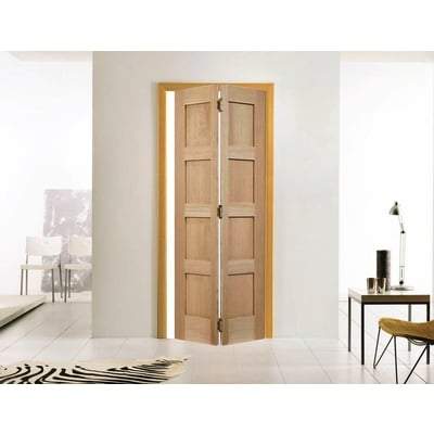 Oak Shaker 4 Panel Bi-Folding Un-Finished Internal Door - All Sizes - Doors