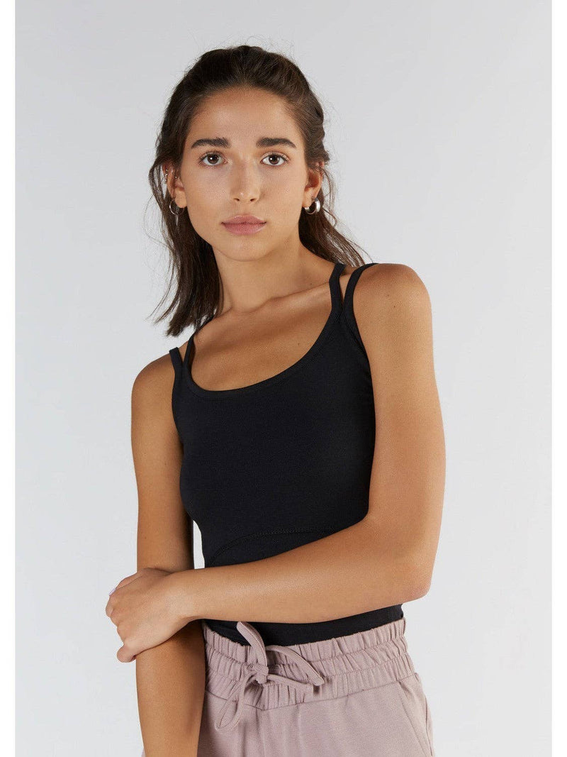 Modal Womens Spaghetti Strap Work Top Black Navy Purple Sizes XS to XL - Sustainable Workwear Range