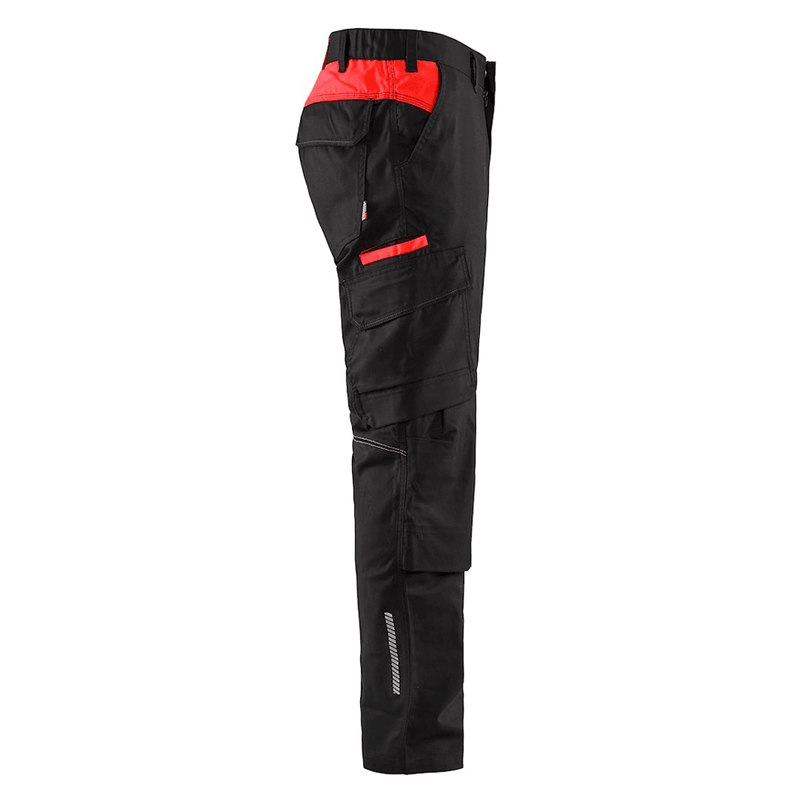 Blaklader 1448 Industry Stretch Kneepad Trousers Black/Red - KNEE PAD TROUSERS