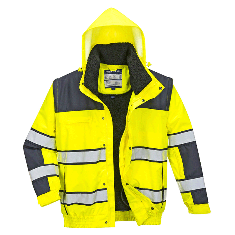 Portwest C466 Hi-Vis 3-in-1 Contrast Waterproof Bomber Jacket - HI-VIS JACKETS & COATS