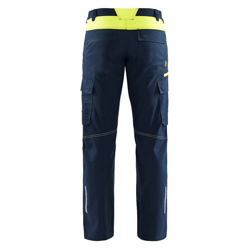 Blaklader 1448 Industry Stretch Kneepad Trousers Dark Navy Blue/Hi-Vis Yellow - KNEE PAD TROUSERS