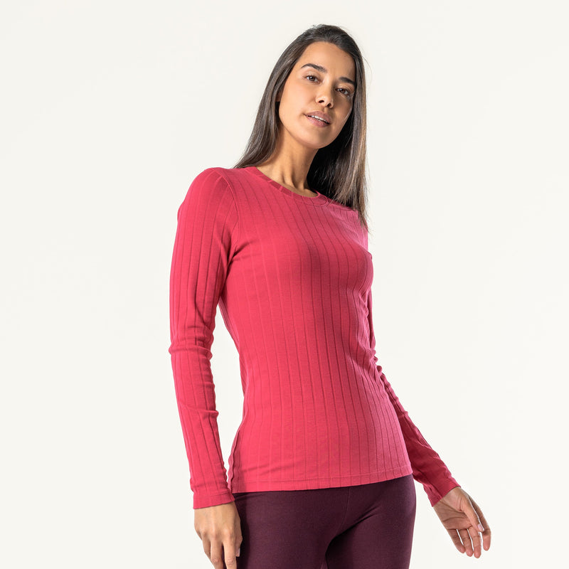 Organic Cotton Womens Ribbed Long Sleeve Work T-shirt Sizez XS to XL - Sustainable Workwear Range