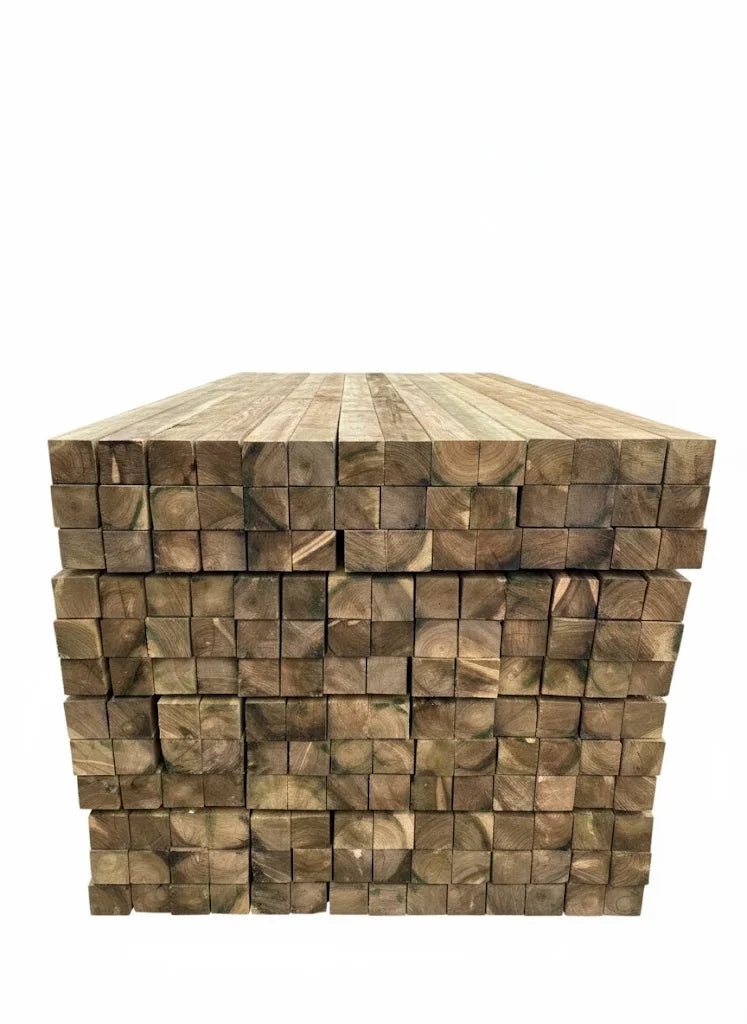 Stack of wooden fence post on Trade In Timber website delivery kent