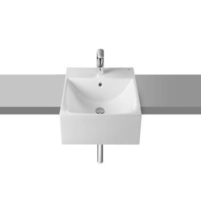 Diverta Ceramic Semi Recessed 500mm Countertop Basin - 1 Tap Hole - Bathrooms