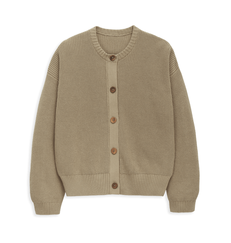 Organic Cotton Womens Beige Crew Neck Work Cardigan Sizes 8-18 uk - Sustainable Workwear Range