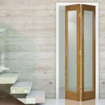 Oak Pattern 10 - Bi-Fold x 2 Glazed Clear Light Panels Un-Finished Internal Door - All Sizes - Doors