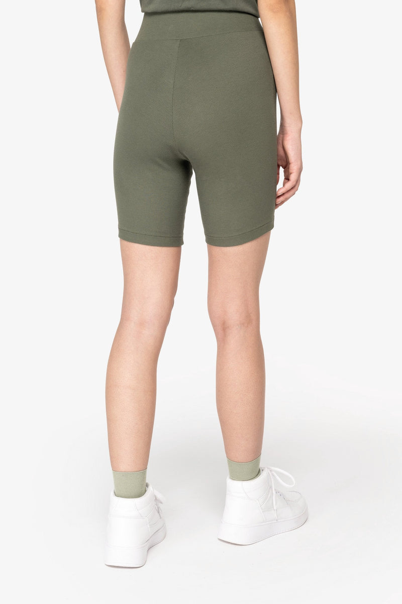 Organic Cotton Womens Ribbed Work Shorts Sizes XS to XL Black or Khaki - Sustainable Workwear Range