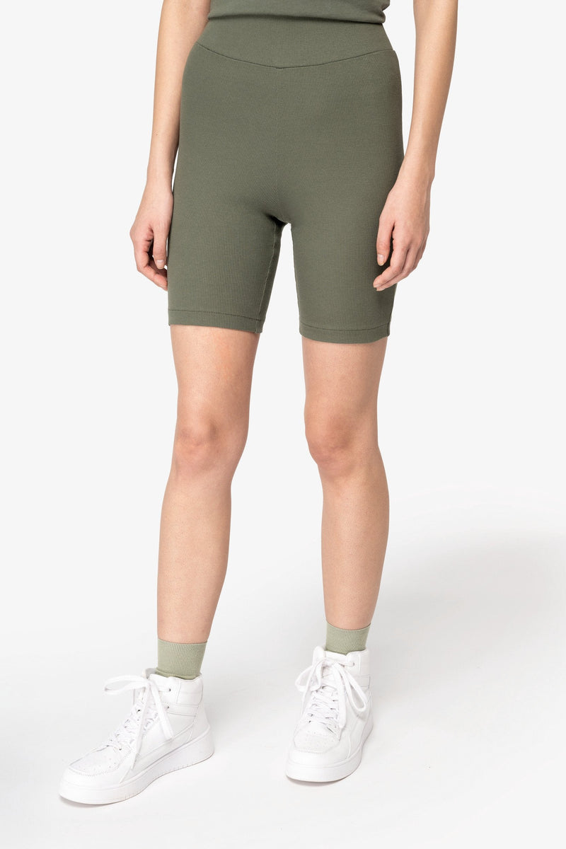 Organic Cotton Womens Ribbed Work Shorts Sizes XS to XL Black or Khaki - Sustainable Workwear Range