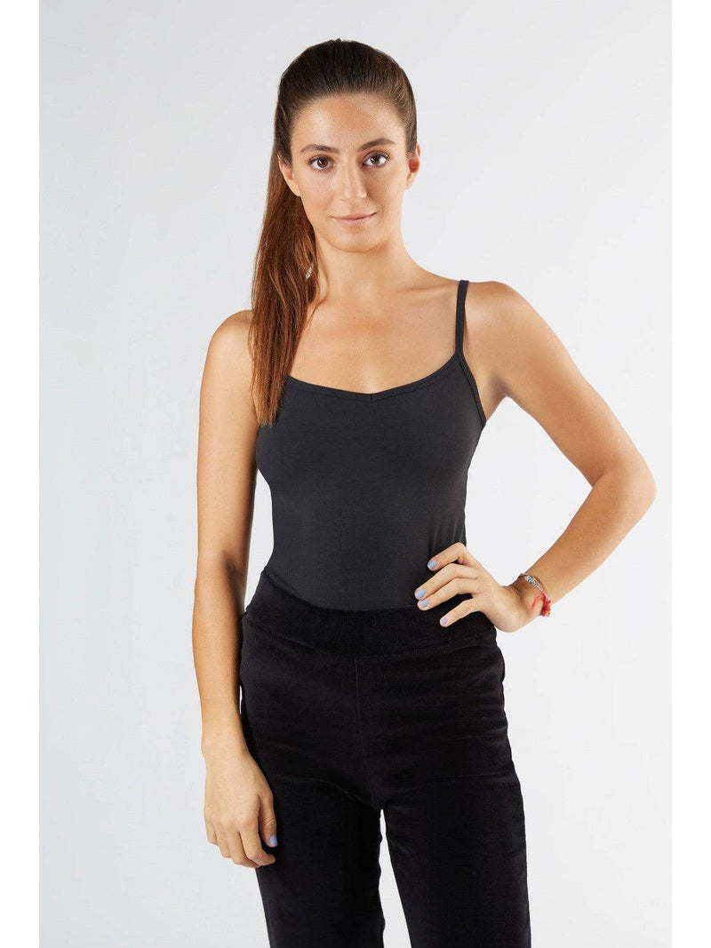 Organic Cotton Womens Blue White Red Black Work Stretch Vest with Spaghetti Straps - Sustainable Workwear Range