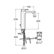 L90 Chrome Extended Basin Mixer Tap With Pop-Up Waste - Bathrooms