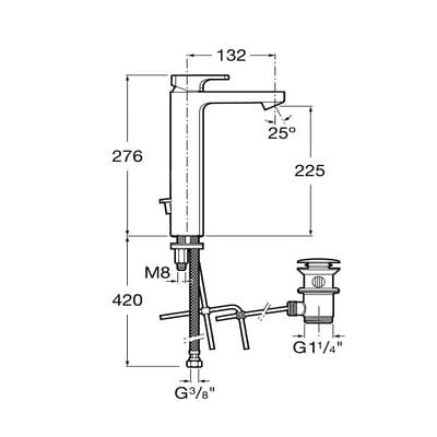 L90 Chrome Extended Basin Mixer Tap With Pop-Up Waste - Bathrooms