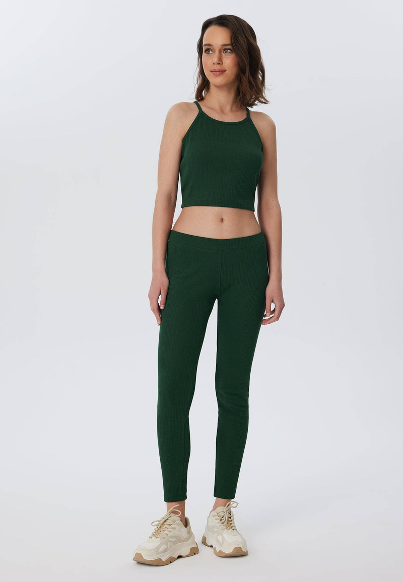 Organic Womens Ribbed Comfy Work Leggings - Sustainable Workwear Range
