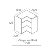 600mmx600mm L Shaped Kitchen Corner Wall Cabinet White -
