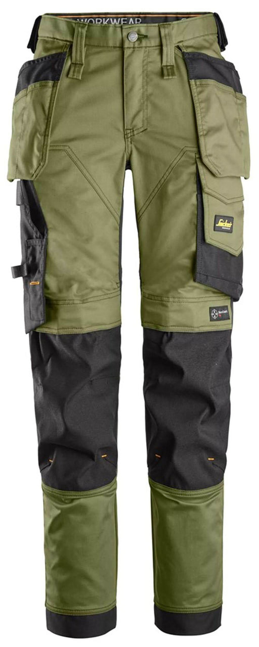 Snickers 6247 Khaki Green AllroundWork Women's Stretch Trousers Holster Pockets - Apparel & Accessories > Clothing > Uniforms > Contractor Pants & Coveralls WOMENS TROUSERS