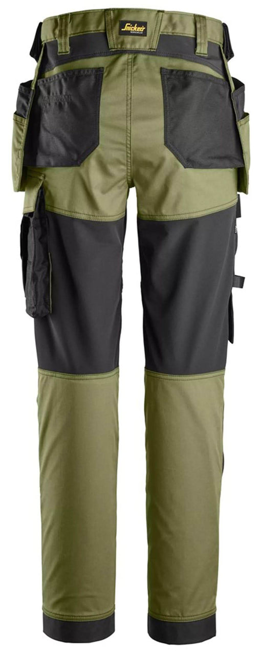 Snickers 6247 Khaki Green AllroundWork Women's Stretch Trousers Holster Pockets - Apparel & Accessories > Clothing > Uniforms > Contractor Pants & Coveralls WOMENS TROUSERS