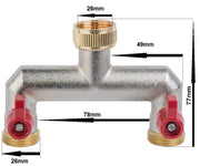 Two Way Tap Splitter Brass 3/4" BSP - Home & Garden > Lawn & Garden > Watering & Irrigation > Garden Hose Fittings & Valves > Garden Hose Valves Garden watering