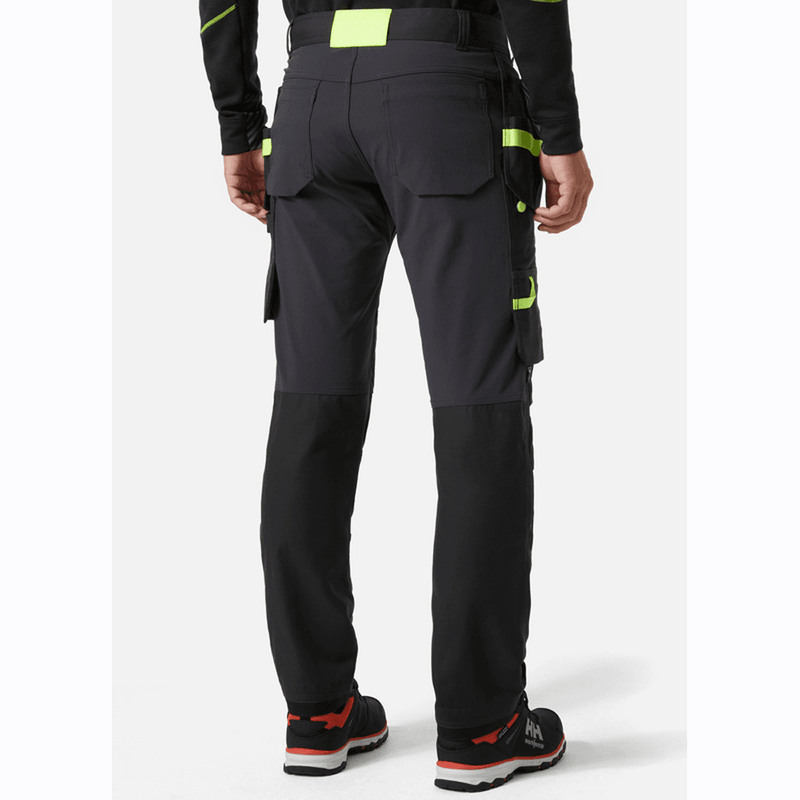 HELLY HANSEN 77405 OXFORD 4-WAY STRETCH CONSTRUCTION WORK PANT TROUSER GREY / BLACK - KNEE PAD TROUSERS