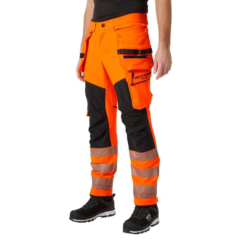Helly Hansen 77499 ICU BRZ Construction Hi-Vis Work Trousers Pant Class 2 - HI-VIS TROUSERS