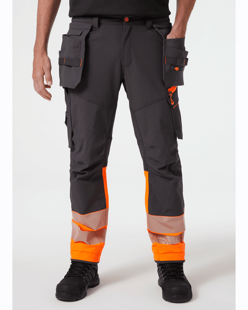 Helly Hansen 77500 Hi-Vis ICU BRZ 4-Way Holster Pocket Knee Pad Stretch Trousers Class 1 - HI-VIS TROUSERS