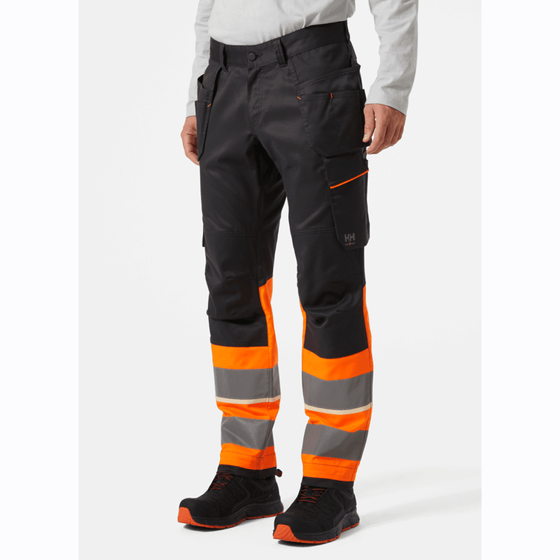 Helly Hansen 77511 UC-ME Hi-Vis Constuction Pants Trousers Class 1 HI VIS ORANGE/EBONY / D96 - 35" Waist - 30" Leg - SALE HI-VIS TROUSERS