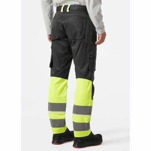 Helly Hansen UC-ME 2-Way Stretch Hi-Vis Work Cargo Pant Trouser Class 1 HI VIS YELLOW/EBONY / C54 - 38" Waist - 33" Leg - SALE HI-VIS TROUSERS