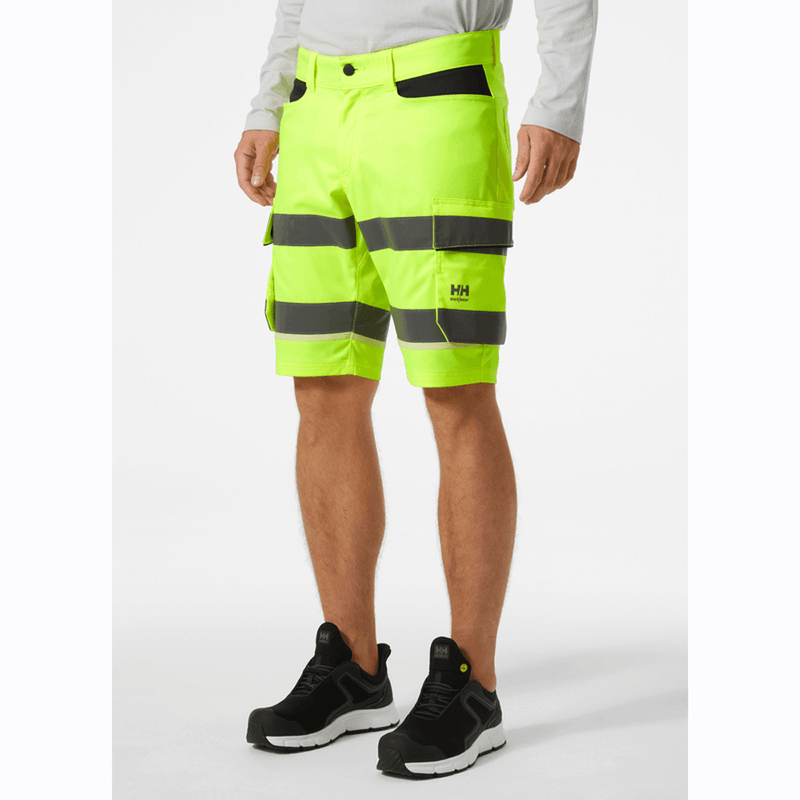 Helly Hansen 77517 UC-ME Hi-Vis 2-Way Stretch Cargo Work Shorts - HI-VIS SHORTS