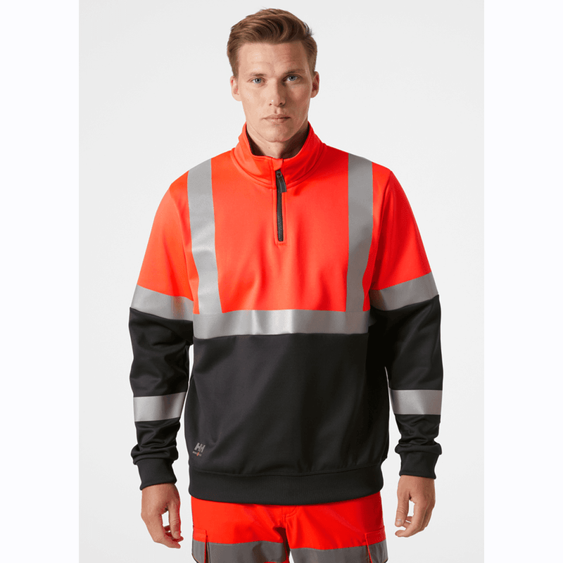 Helly Hansen 79257 Addvis Half Zip Two Tone Hi-Vis Sweatshirt Class 1 - HI-VIS SWEATSHIRTS & HOODIES