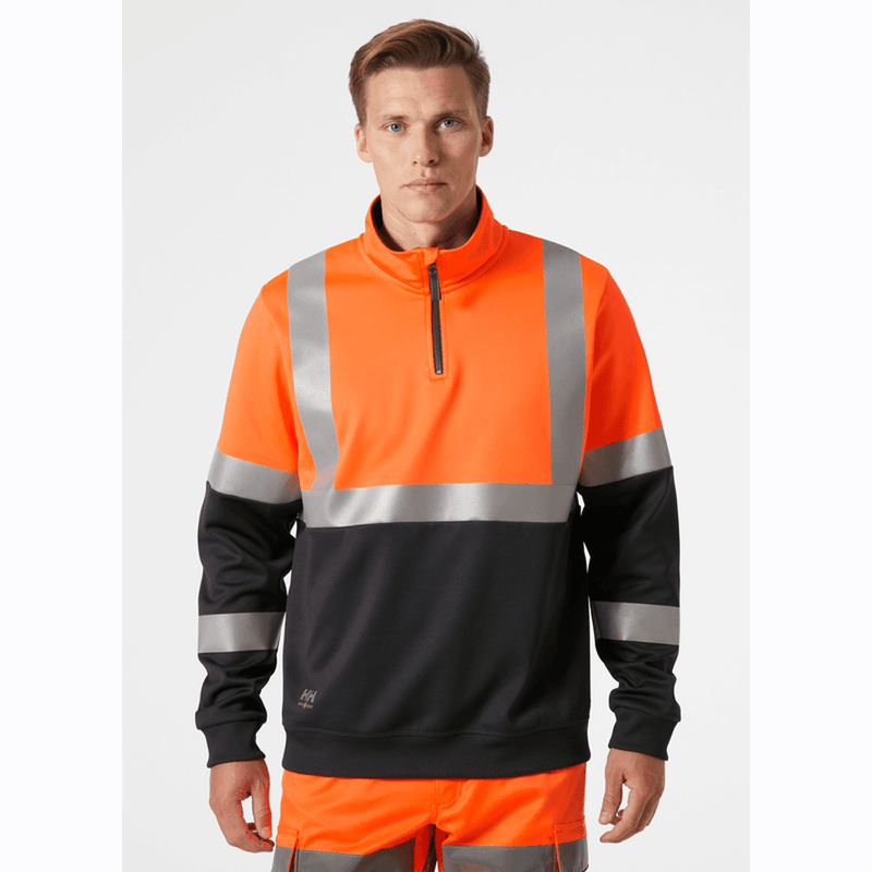 Helly Hansen 79257 Addvis Half Zip Two Tone Hi-Vis Sweatshirt Class 1 - HI-VIS SWEATSHIRTS & HOODIES