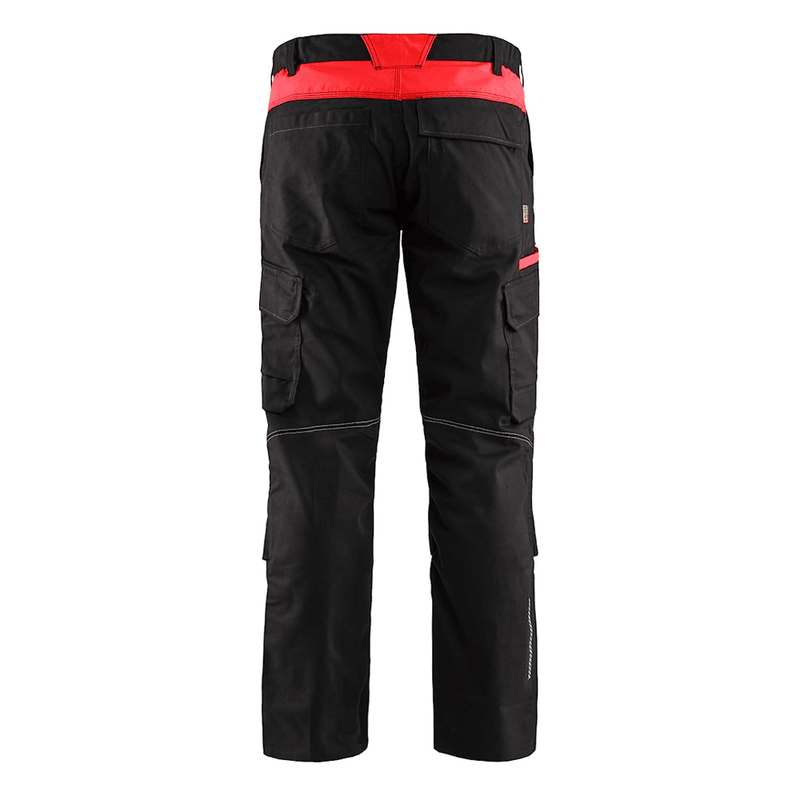 Blaklader 1448 Industry Stretch Kneepad Trousers Black/Red - KNEE PAD TROUSERS