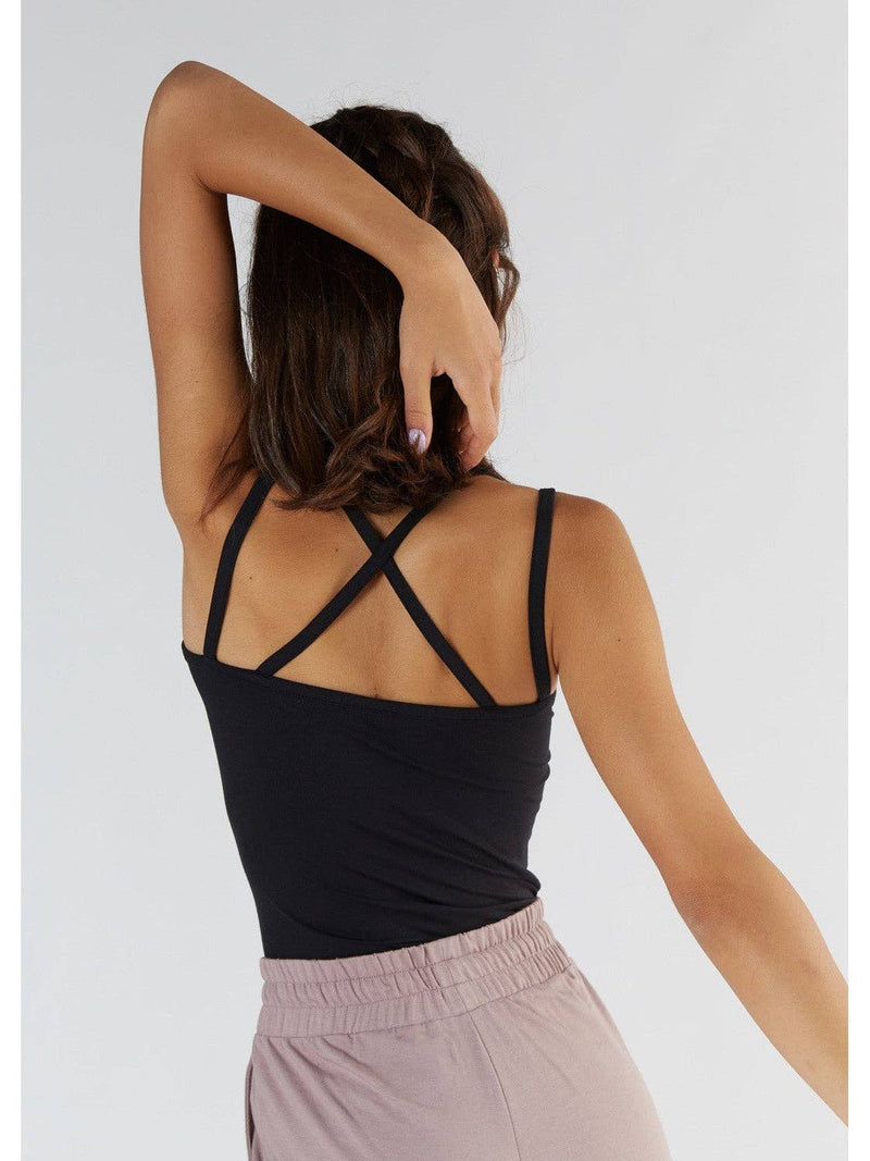 Modal Womens Spaghetti Strap Work Top Black Navy Purple Sizes XS to XL - Sustainable Workwear Range