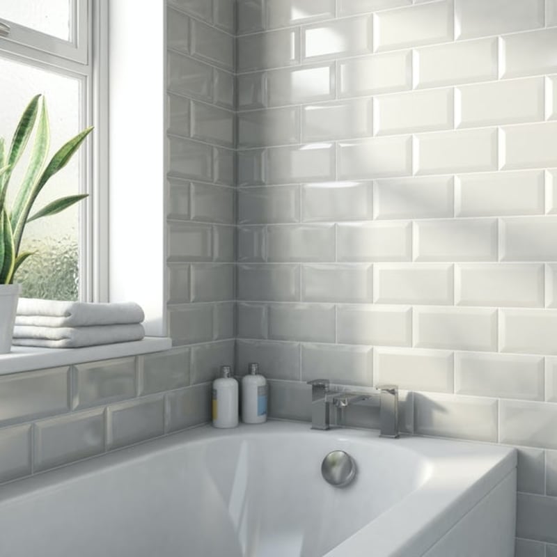Subway Light Grey Bevel Décor - All Sizes - Tiles