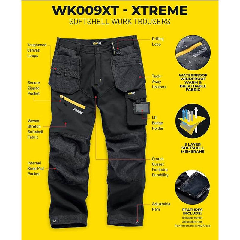 StandSafe WK009XT Xtreme Water Repellent Softshell Holster Pocket Work Trouser - Apparel & Accessories > Clothing > Uniforms > Contractor Pants & Coveralls KNEE PAD TROUSERS