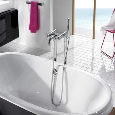 Loft Chrome Floor Standing Bath Shower Mixer Kit - Bathrooms