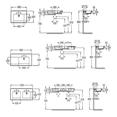 Prisma Ceramic 600mm Wall Hung Basin - 1 Tap Hole - Bathrooms
