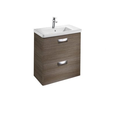 Bathroom vanity with sink on a white background