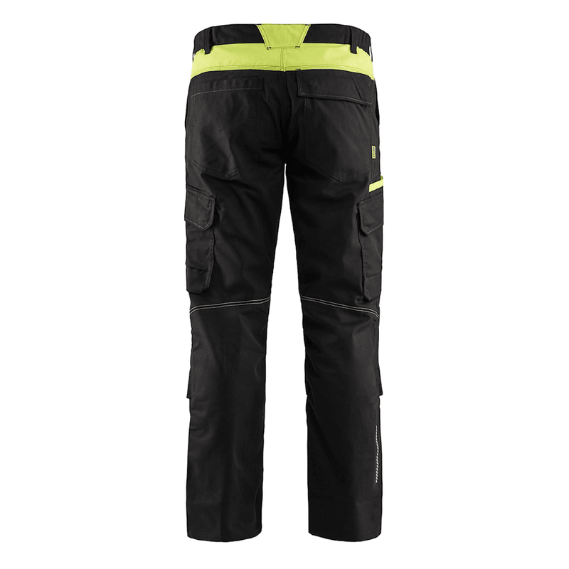 Blaklader 1448 Industry Stretch Kneepad Trousers Black/Hi-Vis Yellow - KNEE PAD TROUSERS
