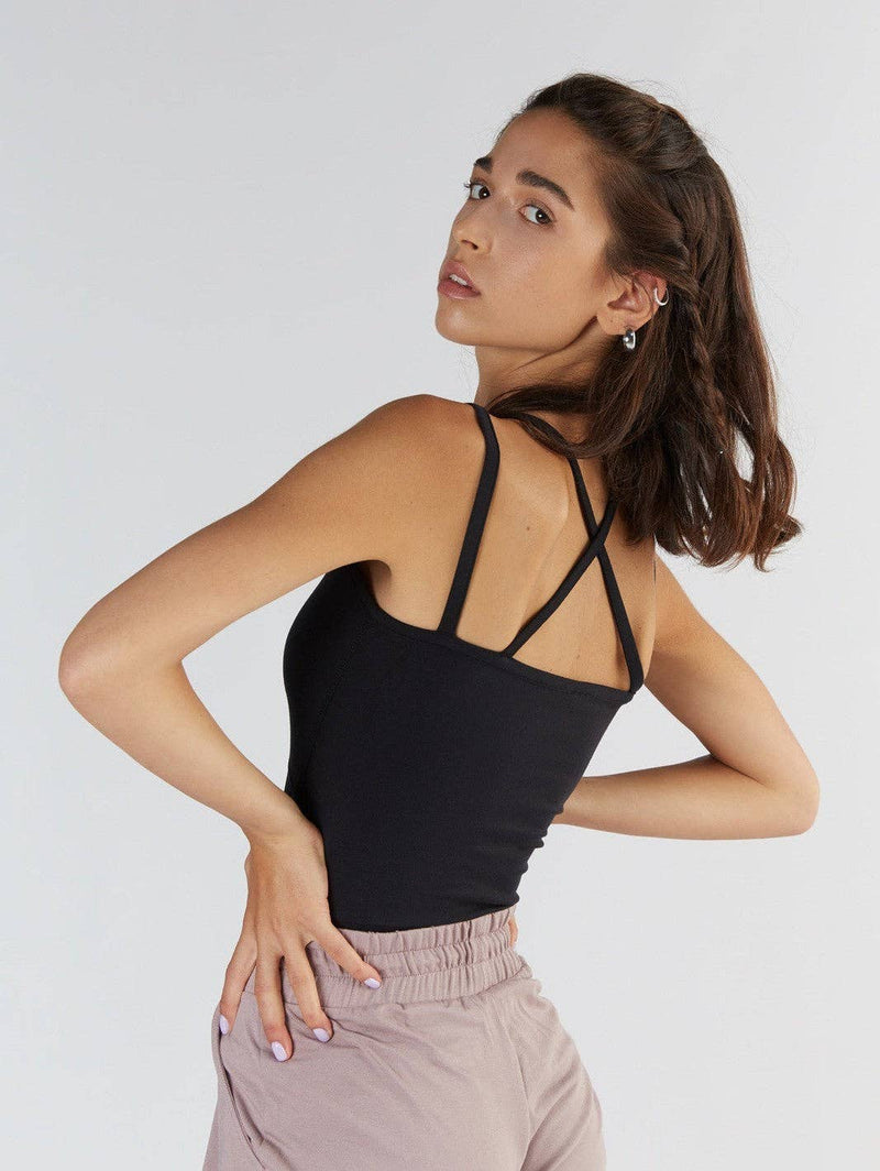 Modal Womens Spaghetti Strap Work Top Black Navy Purple Sizes XS to XL - Sustainable Workwear Range